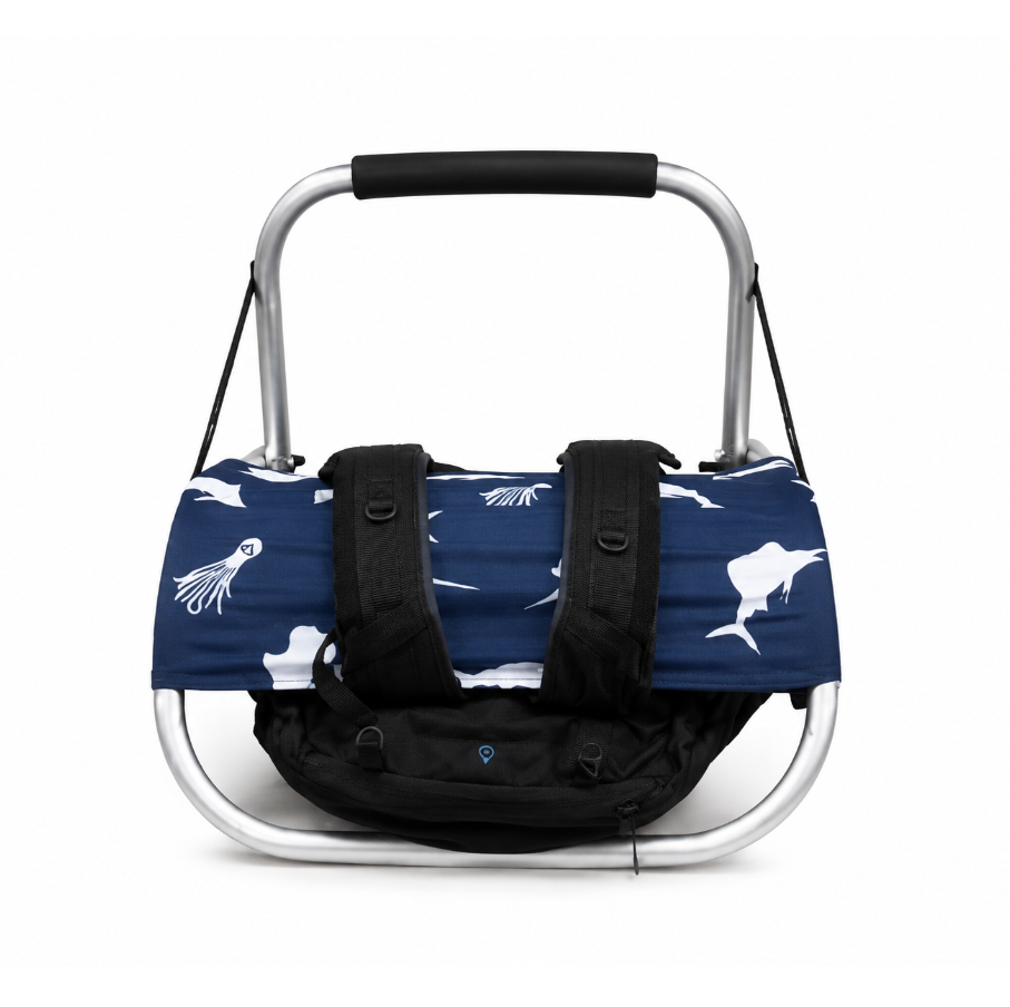 The Pack Seat converted into rest mode as a functional outdoor chair